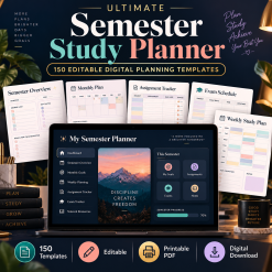 Ultimate Semester Study Planner 150 Editable Digital Planning Templates