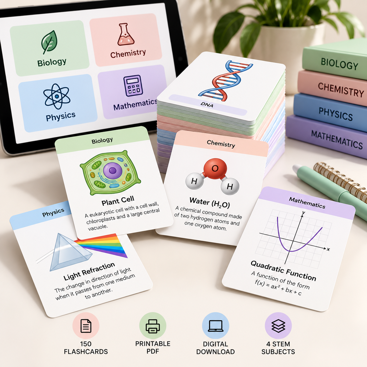 STEM Flashcards Study Desk Mockup