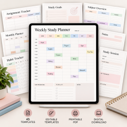 Student Weekly Study Planner 45 Editable Digital Templates